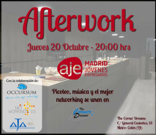 20 de Octubre: Afterwork AJE Madrid en The Corner Dreams